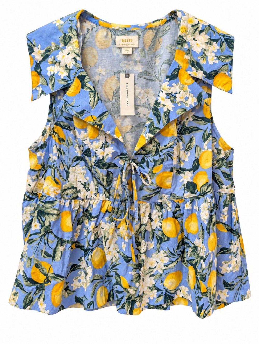 Maeve Lemon Babydoll Blouse NWT